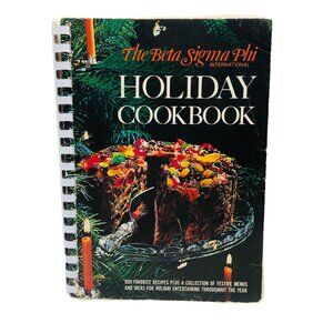 Vtg 70s Holiday Cookbook Beta Sigma Phi International Illustrated Softcover